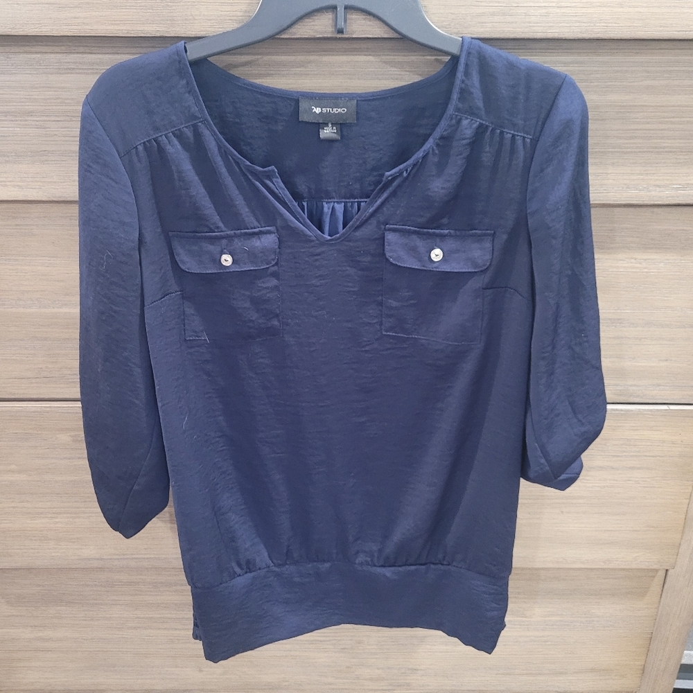 AB Studio Navy Blouse